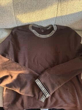 Michael Kors Brown Crewneck Sweater with Branded Trim